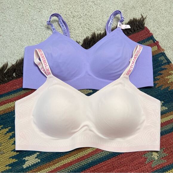 Victoria's Secret Purple and Pink Seamless Bralettes Size Large - Picture 1 of 4